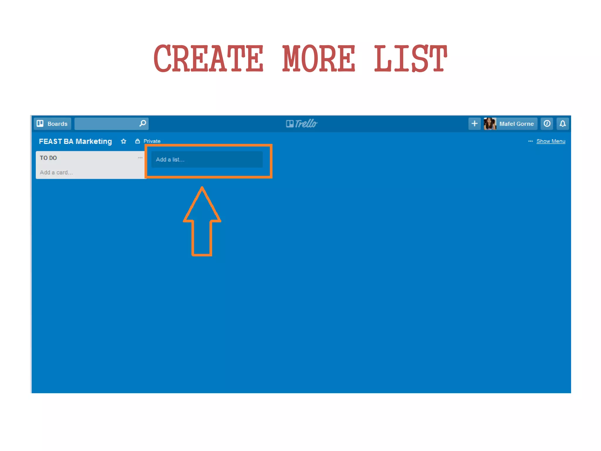 CREATE MORE LIST
 