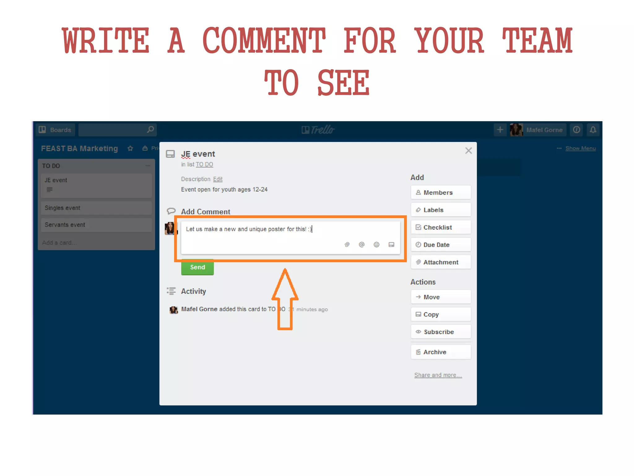 WRITE A COMMENT FOR YOUR TEAM
TO SEE
 