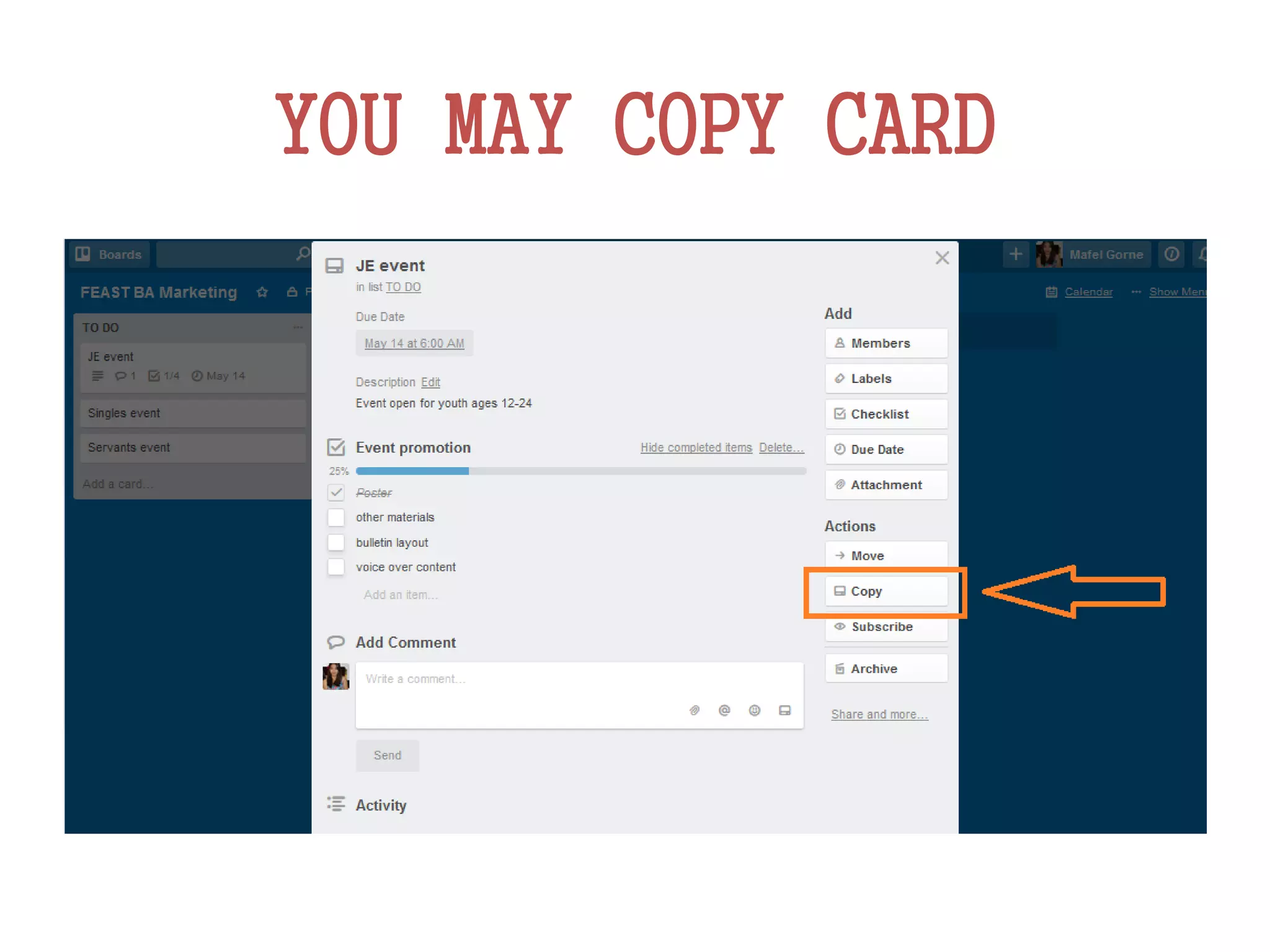 YOU MAY COPY CARD
 