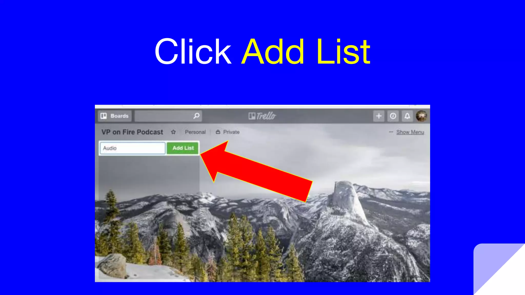 Click Add List
 