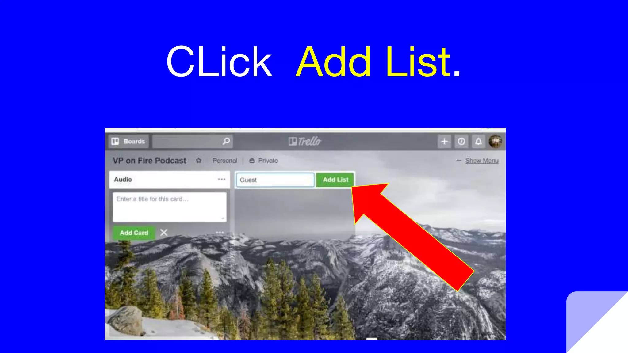 CLick Add List.
 