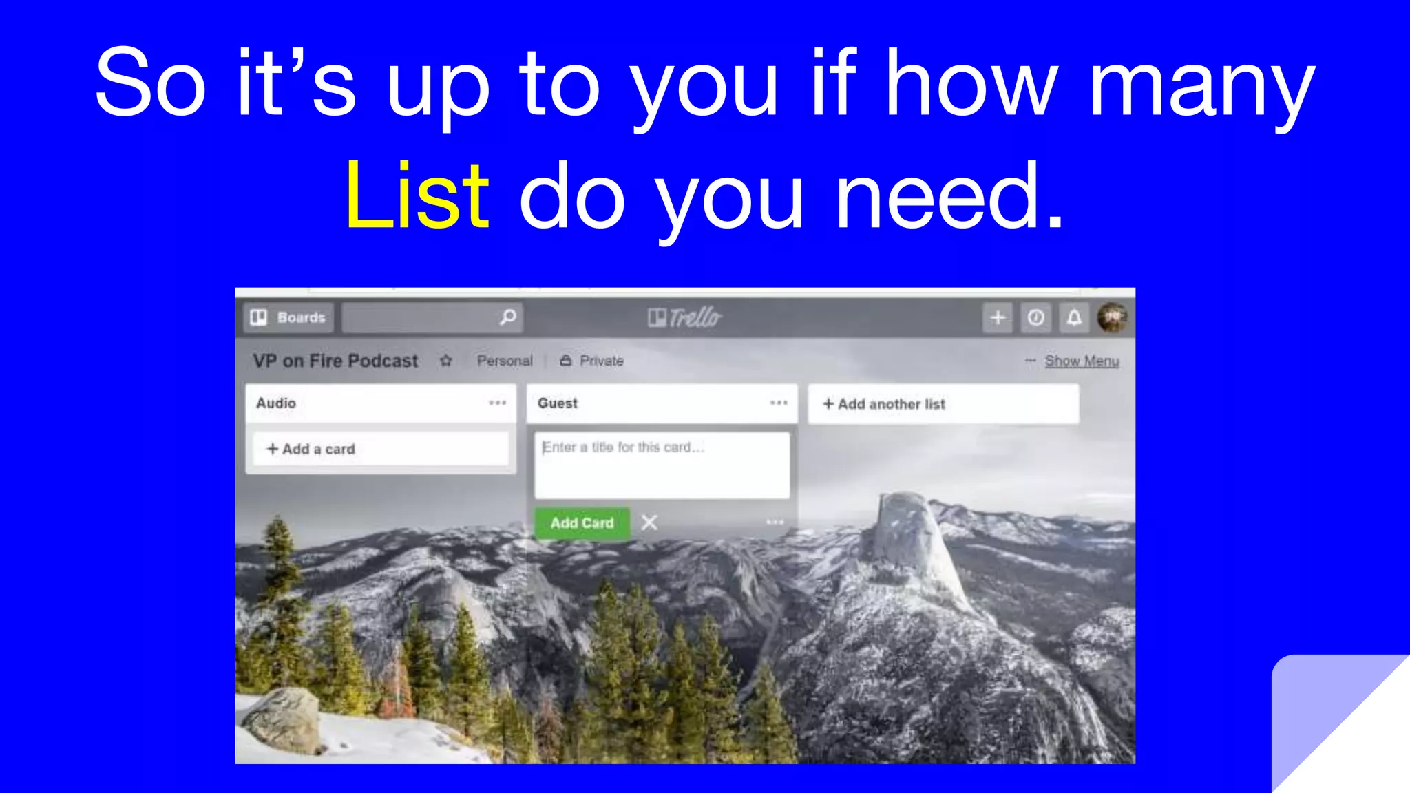 So it’s up to you if how many
List do you need.
 