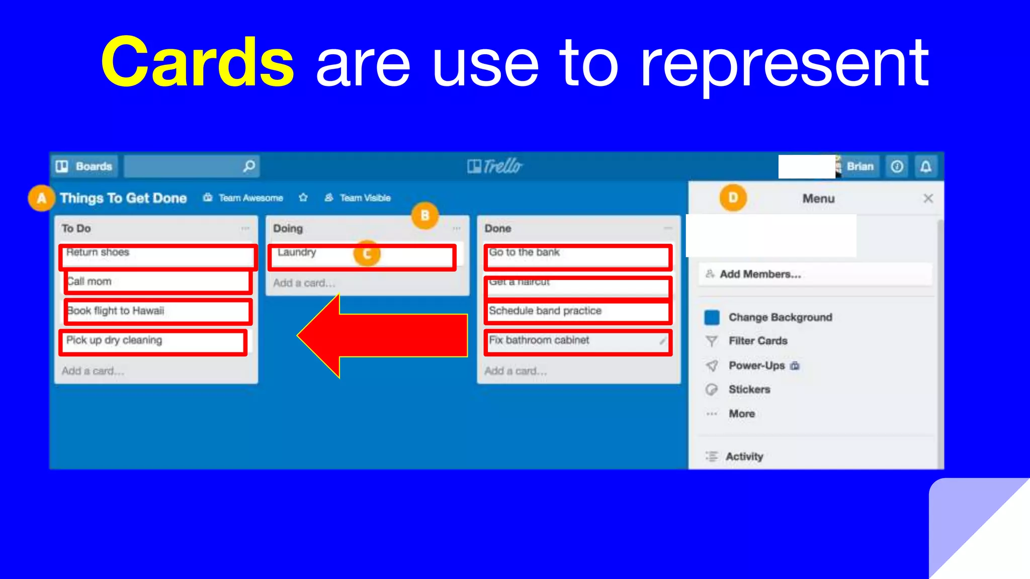 Cards are use to represent
 