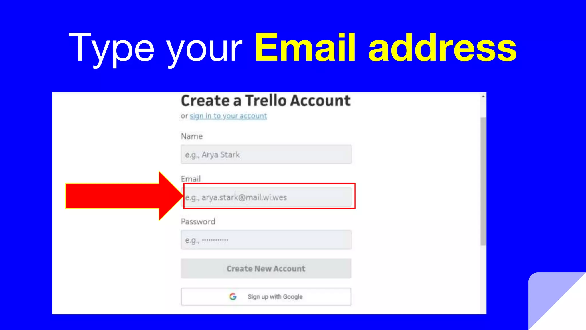 Type your Email address
 