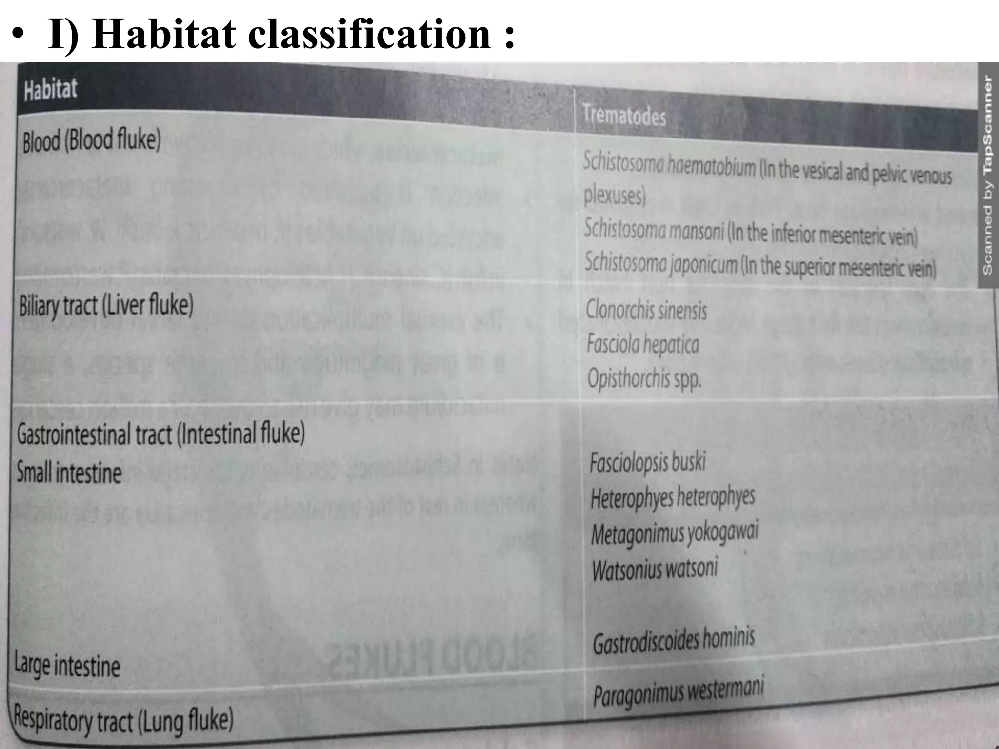 • I) Habitat classification :
 