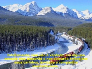 Infelizmente, isso não é verdade; em alguma estação eles descerão e nos deixarão órfãos dos seus carinhos, amizade e companhia insubstituíveis.  