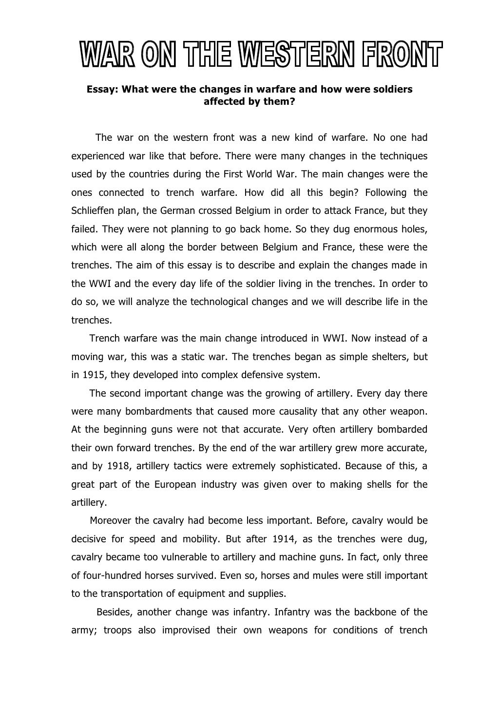 Trench warfare research paper picture