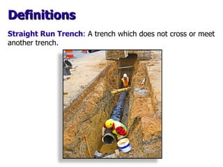 Straight Run Trench :   A trench which does not cross or meet another trench. Definitions 