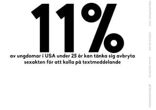 11%av ungdomar i USA under 25 år kan tänka sig avbryta
sexakten för att kolla på textmeddelande
 