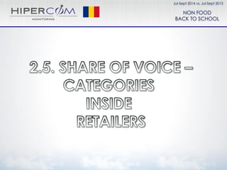 Jul-Sept 2014 vs. Jul-Sept 2013
NON FOOD
BACK TO SCHOOL
 