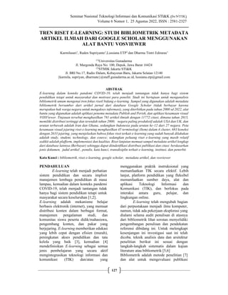 Tren Riset Tren Riset E-Learning: Analisis Bibliometrik Metadata Artikel Ilmiah ...