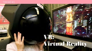 11IMAGE CRED: http://paleofuture.gizmodo.com/this-is-what-i-see-every-time-you-tell-me-how-cool-ocul-1530587594
VR:
Virtual Reality
TREND #1
 