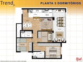 P L A N TA 3 D O R M I T Ó R I O S




Material preliminar de uso interno. Sujeito a alterações.
 