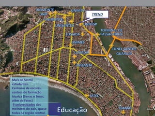TREND




Mais de 50 mil
estudantes.
Centenas de escolas,
centros de formação
técnica (Senac e Senai,
além de Fatec)
 9 universidades das
melhores do país, quase
todas na região central.
 