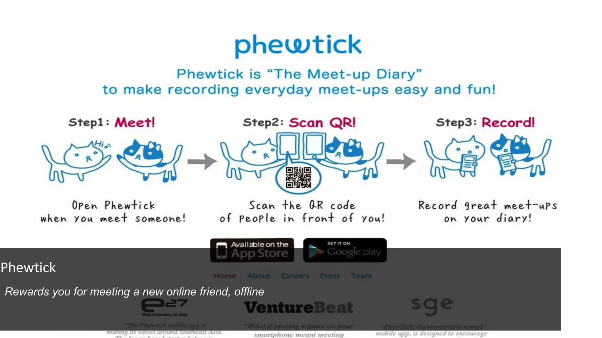 Phewtick
Rewards you for meeting a new online friend, offline
 