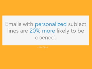 Emails with personalized subject
lines are 20% more likely to be
opened.
- HubSpot
 