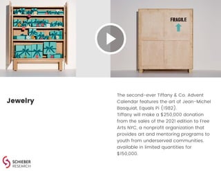 Jewelry
The second-ever Tiffany & Co. Advent
Calendar features the art of Jean-Michel
Basquiat, Equals Pi (1982).
Tiffany ...