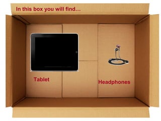 In this box you will find…

Tablet

Headphones

 