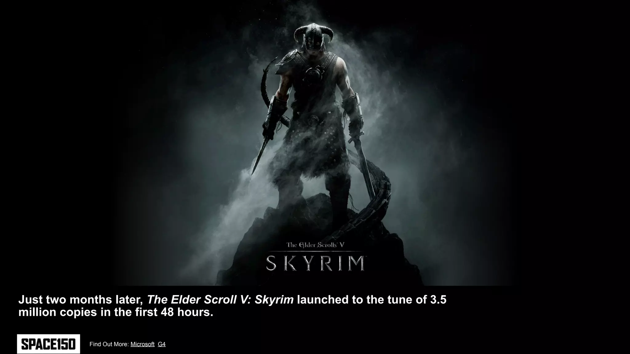 Just two months later, The Elder Scroll V: Skyrim launched to the tune of 3.5
million copies in the first 48 hours.

            Find Out More: Microsoft G4
 