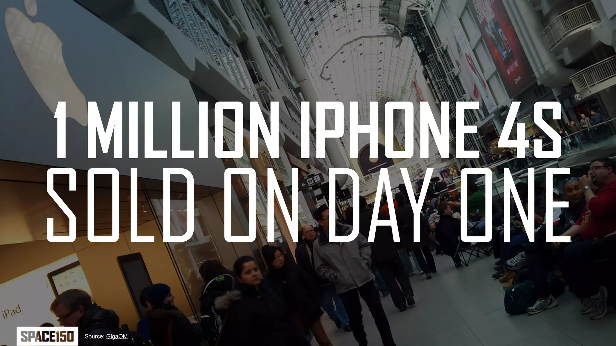1 MILLION IPHONE 4S
SOLD ON DAY ONE
 Source: GigaOM
 