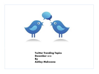 Twitter Trending Topics
December 2018
By
Ashley Mokwena
 