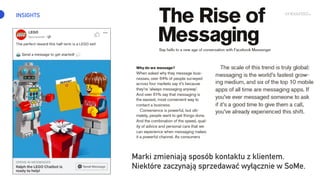 INSIGHTS
Marki zmieniają sposób kontaktu z klientem.
Niektóre zaczynają sprzedawać wyłącznie w SoMe.
 