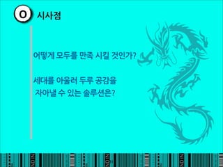 O 시사점


 어떻게모두를만족시킬것인가?


 세대를아울러두루공감을
 자아낼수있는솔루션은?




                                        31
 