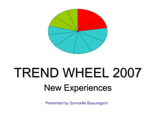 TREND WHEEL 2007
   New Experiences
   Presented by Samuelle Beauregard
 