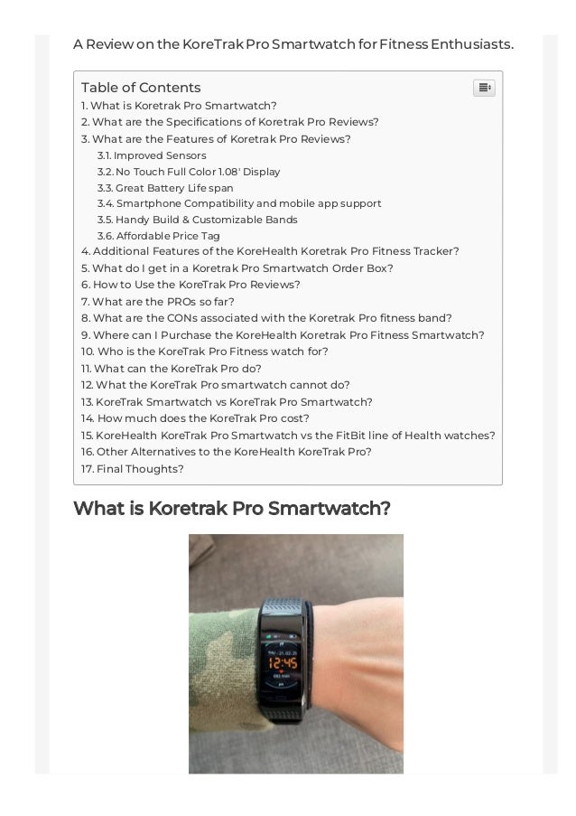 A Review on the KoreTrak Pro Smartwatch for Fitness Enthusiasts.