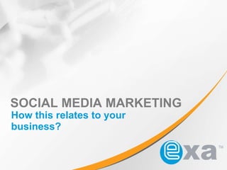 SOCIAL MEDIA MARKETING How this relates to your business? 