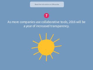 As more companies use collaborative tools, 2016 will be
a year of increased transparency.
 