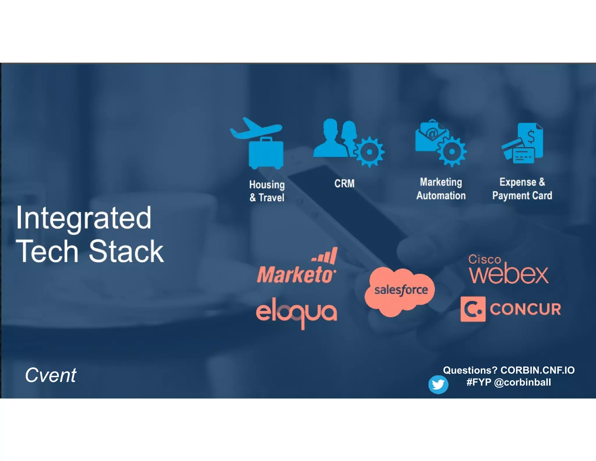 Cvent Questions? CORBIN.CNF.IO
#FYP @corbinball
 