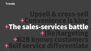 Trends
© Creuna
Upsell & cross-sell
+Convenienceis king
+The sales-services battle
+(Re)targeting
+B2B knows customers
+Self service differentiate
 