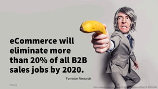 eCommerce will
eliminate more
than 20% of all B2B
sales jobs by 2020.
Forrester Research
© Creuna
https://www.forrester.com/Death+Of+A+B2B+Salesman/fulltext/-/E-RES122288
 