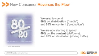 New Consumer  Reverses the Flow We used to spend  80%   on distribution  (“media”)  and  20% on content  (“production”) We...