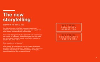 42
The new
storytelling
EMOTION IN THE DIGITAL AGE
Storytelling remains at the heart of everything we do as
marketers. New...