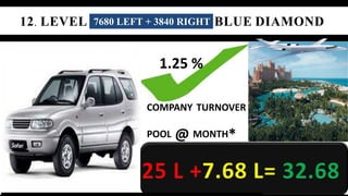7680 LEFT + 3840 RIGHT 
1.25 % 
COMPANY TURNOVER 
POOL @ MONTH* 
 