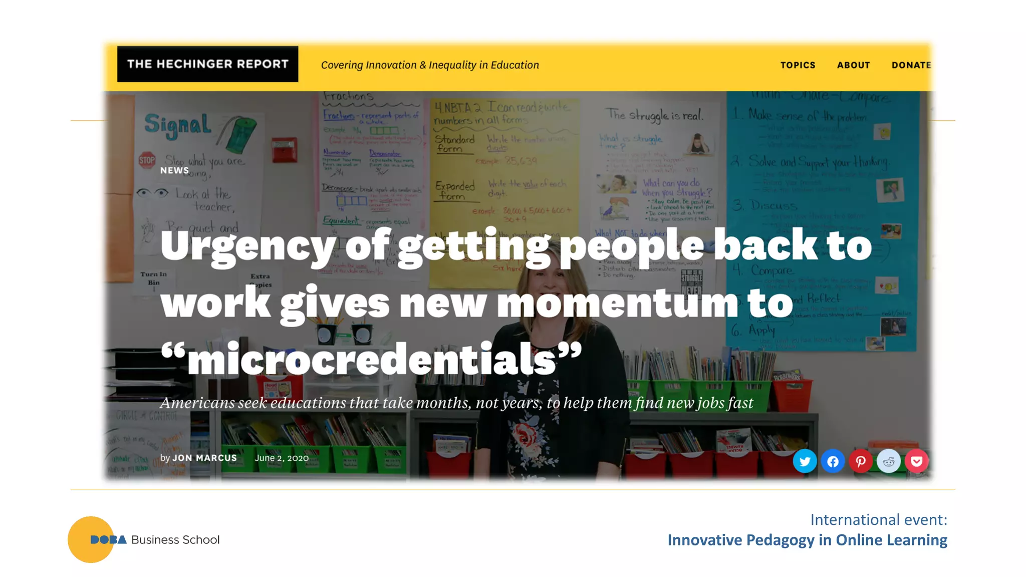 International event:
Innovative Pedagogy in Online Learning
 