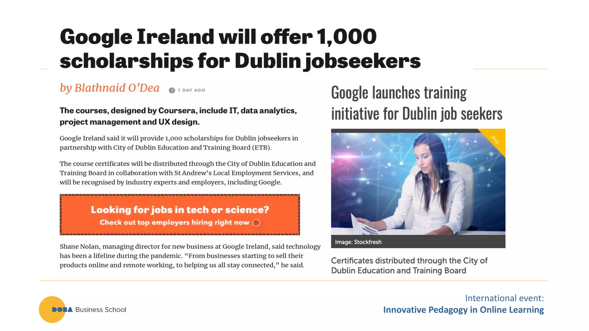 International event:
Innovative Pedagogy in Online Learning
 