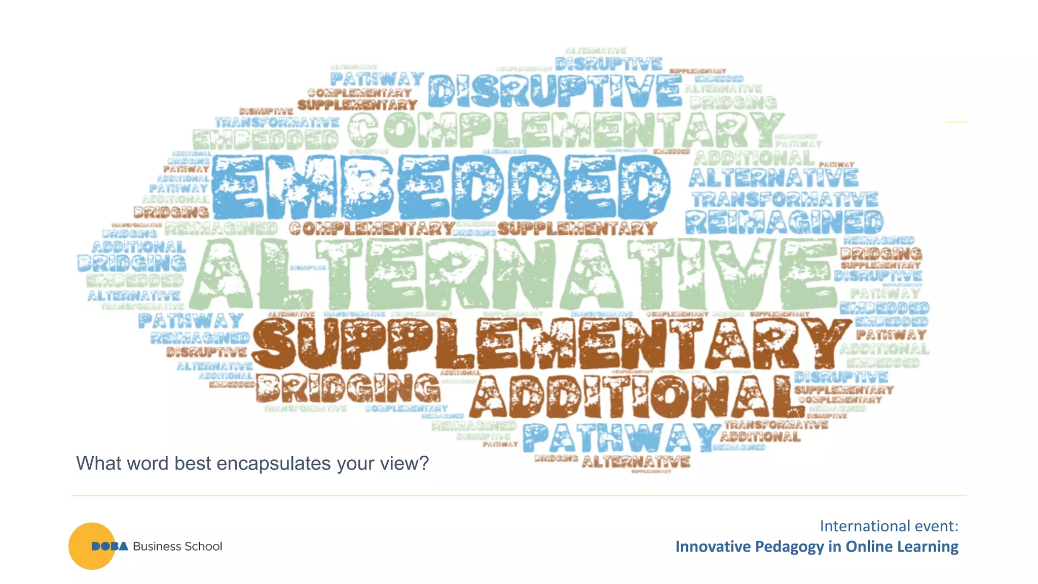 International event:
Innovative Pedagogy in Online Learning
What word best encapsulates your view?
 