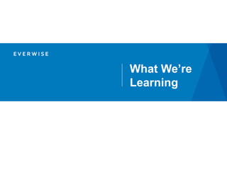 What We’re
Learning
 