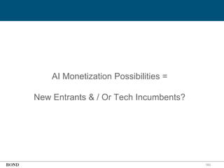 183
AI Monetization Possibilities =
New Entrants & / Or Tech Incumbents?
 