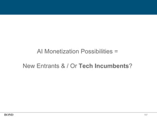 197
AI Monetization Possibilities =
New Entrants & / Or Tech Incumbents?
 