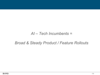 198
AI – Tech Incumbents =
Broad & Steady Product / Feature Rollouts
 