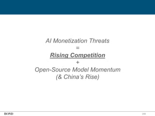 249
AI Monetization Threats
=
Rising Competition
+
Open-Source Model Momentum
(& China’s Rise)
 