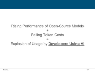 266
Rising Performance of Open-Source Models
+
Falling Token Costs
=
Explosion of Usage by Developers Using AI
 