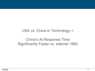 280
USA vs. China in Technology =
China’s AI Response Time
Significantly Faster vs. Internet 1995
 
