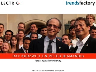 RAY KURZWEIL EN PETER DIAMANDIS
PAULUS VELTMAN | SPEAKER INNOVATOR
Foto: Singularity University
RAY KURZWEIL EN PETER DIAMANDIS
 