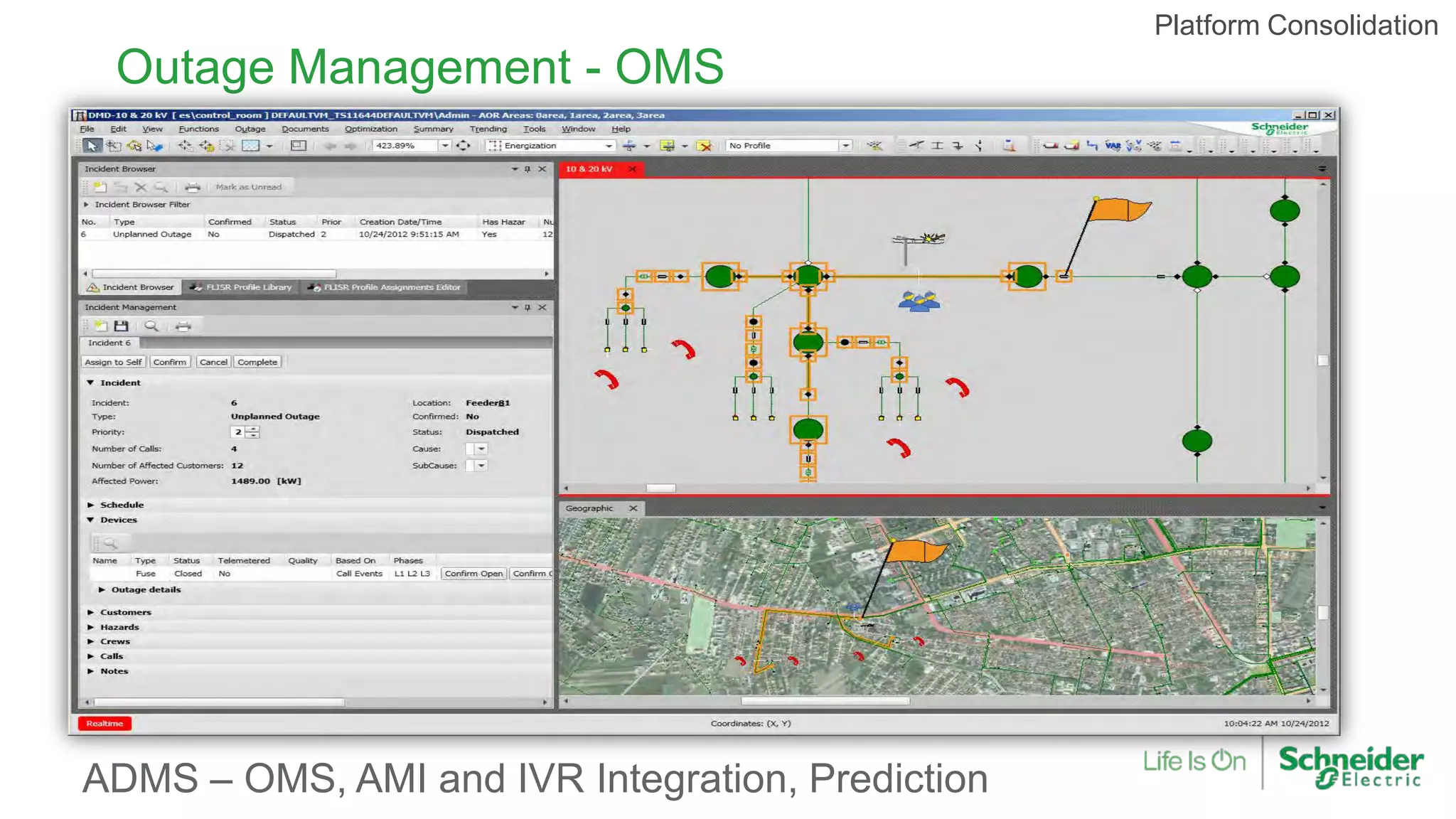 Outage Management - OMS
ADMS – OMS, AMI and IVR Integration, Prediction
Platform Consolidation
 