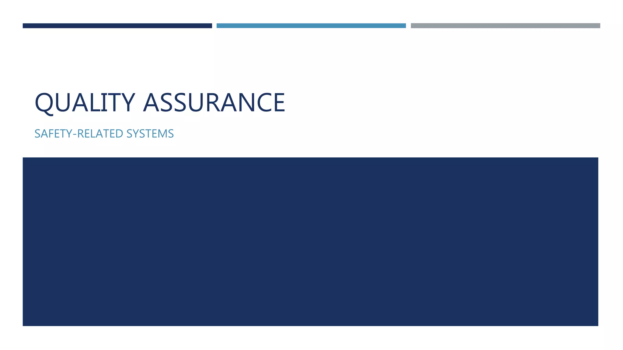QUALITY ASSURANCE
SAFETY-RELATED SYSTEMS
 